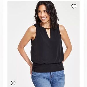 NWT INC Black sleeveless blouse with gold hardware size large